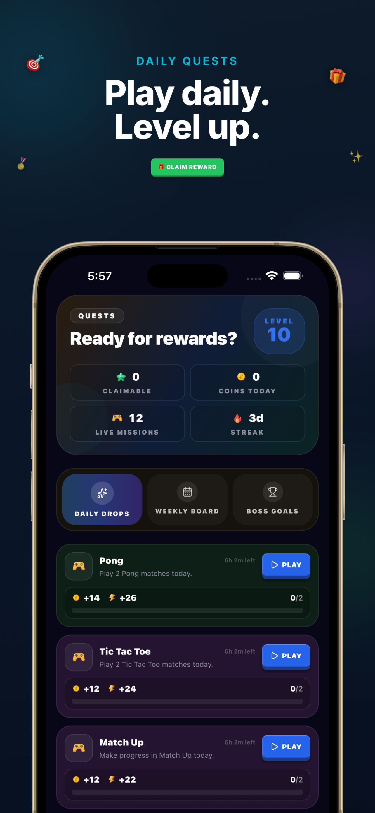 Play daily, level up