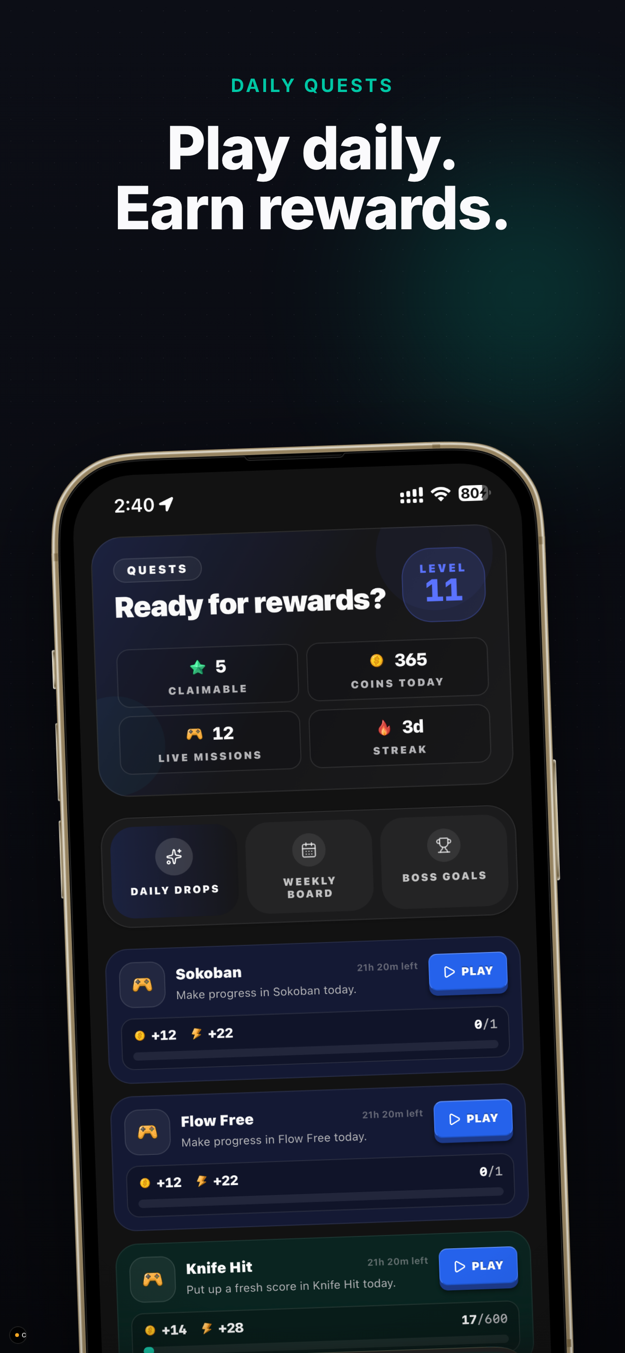 Play daily. Earn rewards.