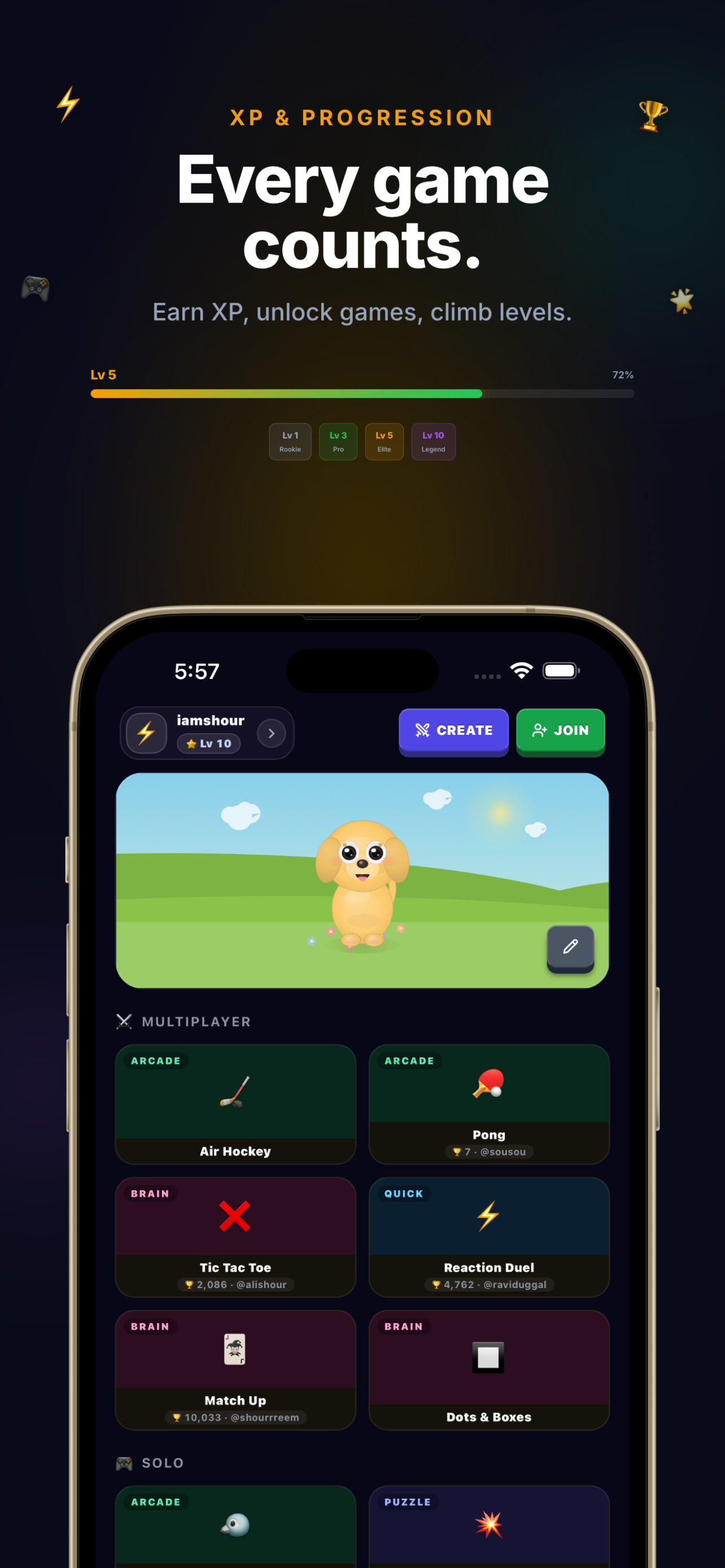 Every game counts — XP and progression